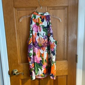 Silk high neck floral top